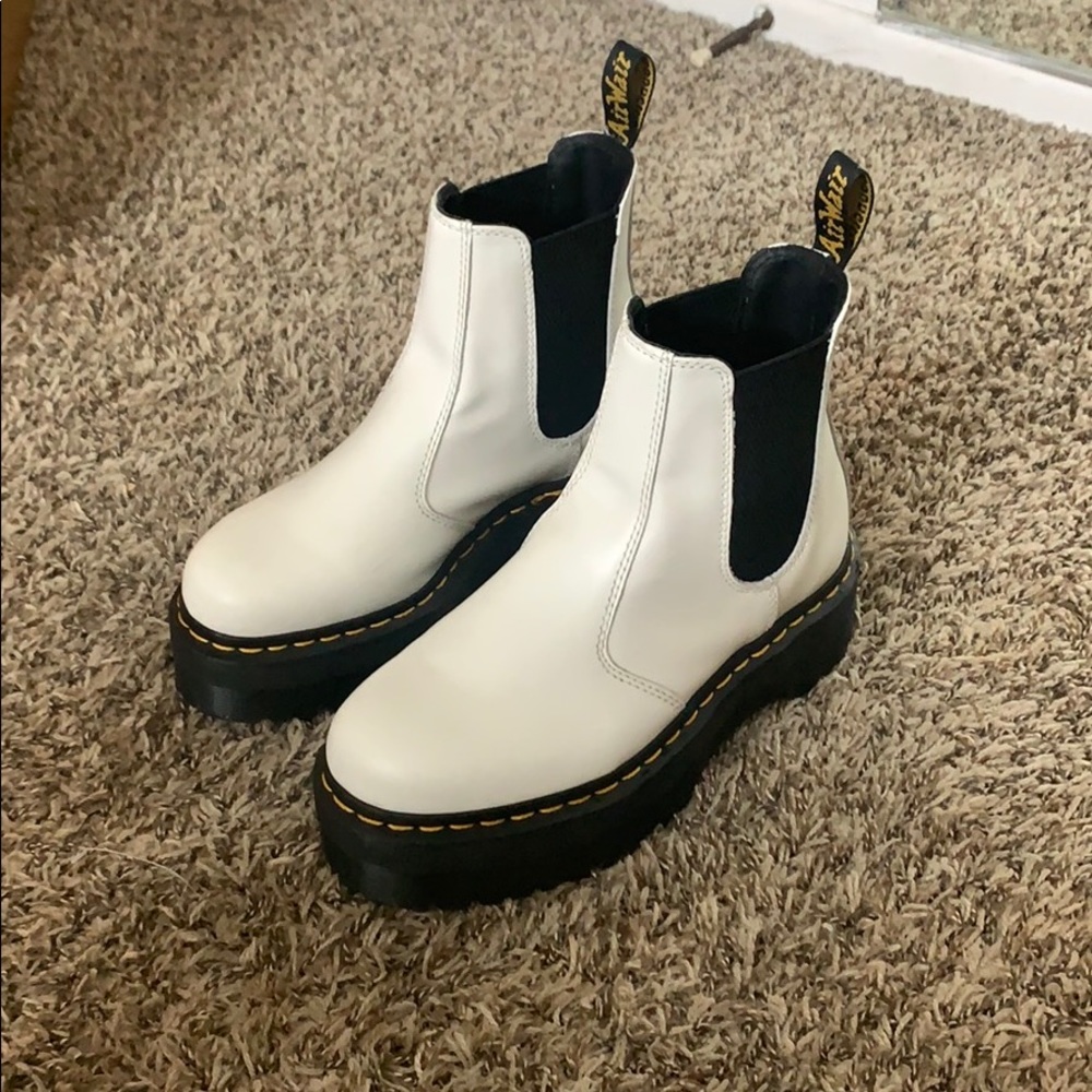 Dr. Martin White Platform Boots